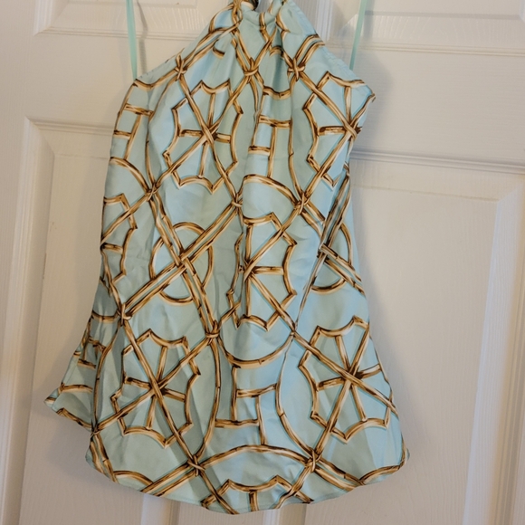 J McLaughlin Silk Aqua Halter Neck Top Size 10 - Picture 2 of 7